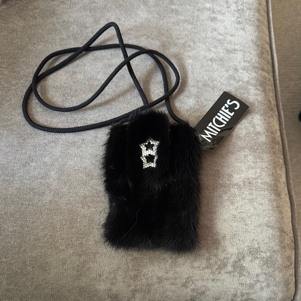 Mitchie's Black Fur Crossbody Bag